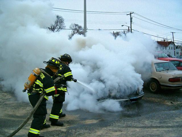 Car Fire at LIRR 4-11-04